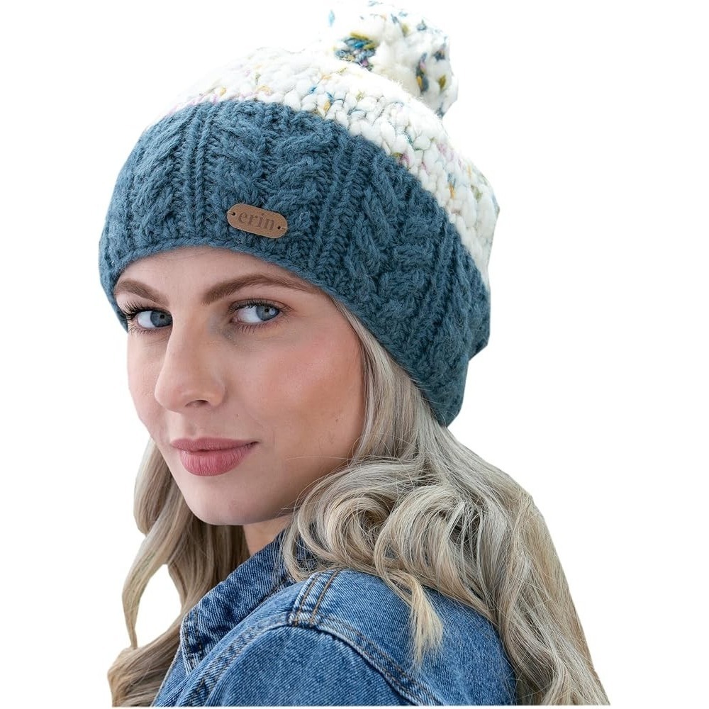 Erin Knitwear Unisex Iris Cable Wool Fleece Lining Bobble Har One Size